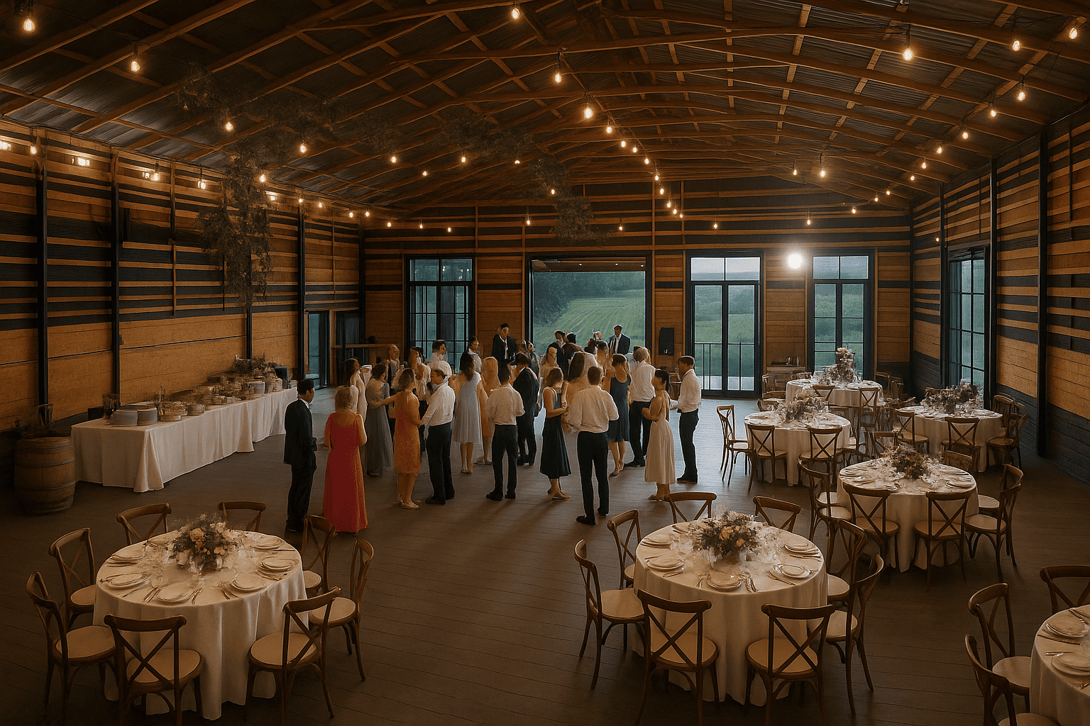 Granero de eventos con encanto rústico premium.